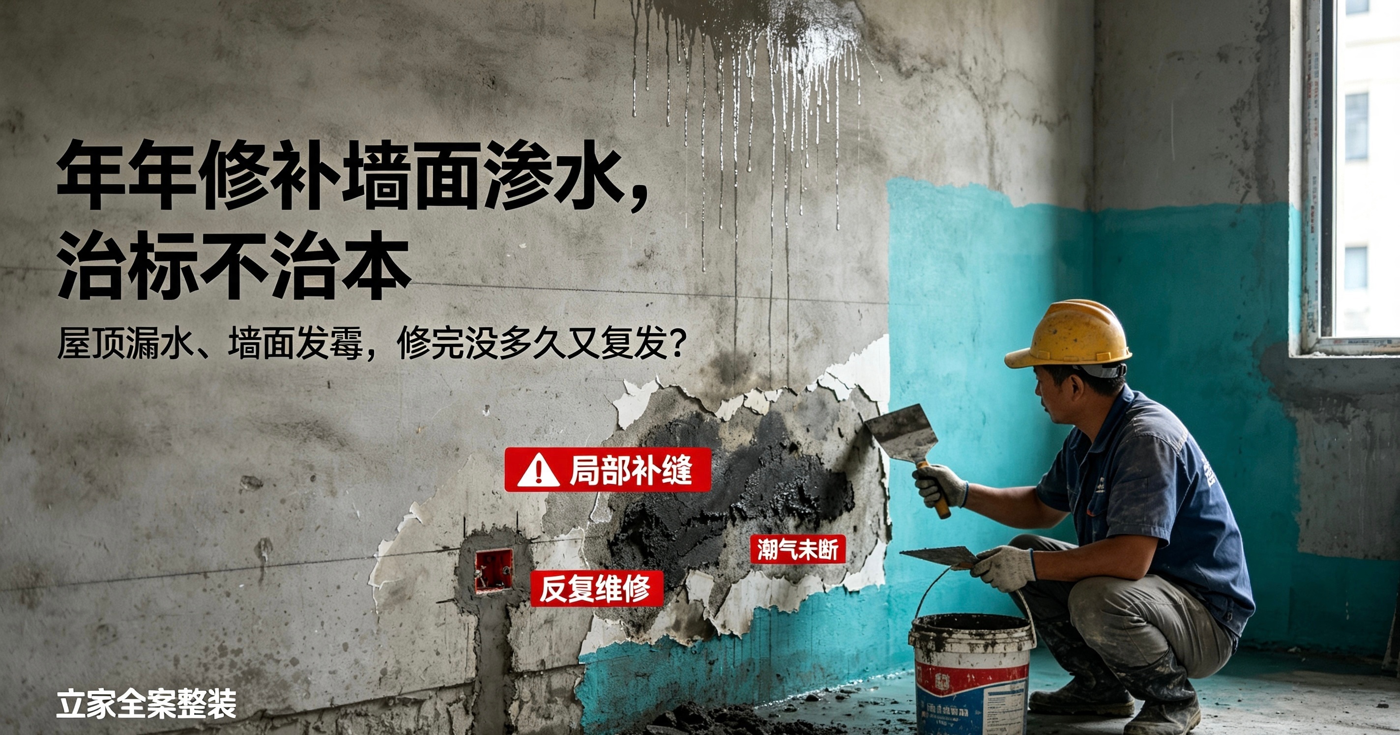 立家全案整装｜老房渗漏防潮综合治理服务 老房漏水返潮别只补裂缝！系统化防渗防潮处理，源头阻断潮气，告别墙皮反复脱落，老宅潮湿渗水，支持上门勘测。